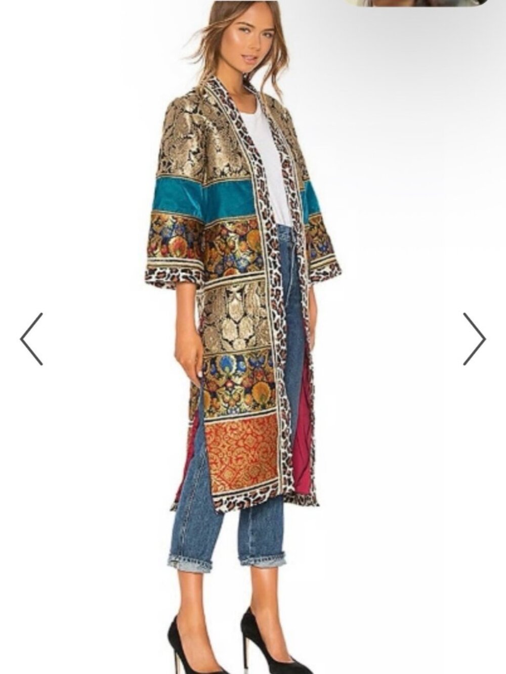 Alice + Olivia Lynn Patchwork Jacquard Kimono Duster XS/S